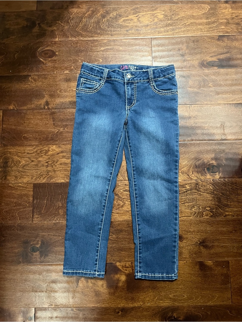 Girls' Dark Blue Stretch Denim knee-length denim shorts